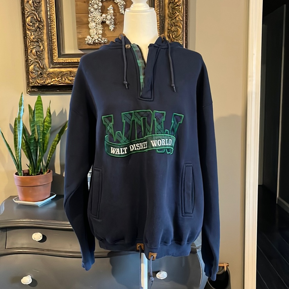 Vintage Walt Disney World Mickey Inc Embroidered Sweatshirt Hoodie 1/4 Z…
